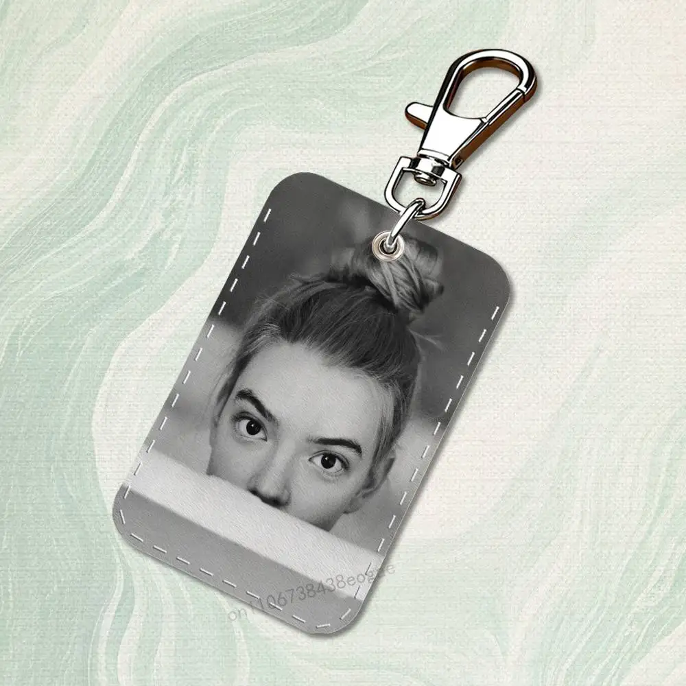 Anya Taylor J-Joys Custom Access Card Case Leather Card Holder Keychain Key Ring Transportation Card Case Gifts