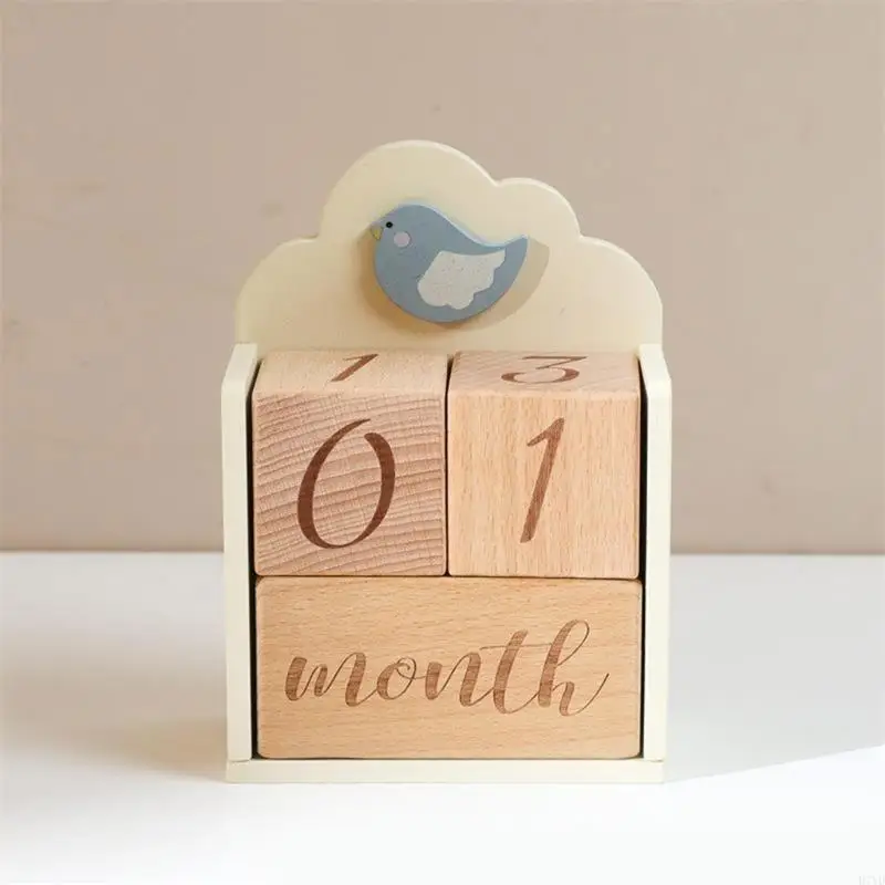 D7YD 4 قطعة/المجموعة/مجموعة الطفل الشهري سجل النمو معالم كتل الصور الزخرفية تذكارية الخشب التصوير الدعائم هدية