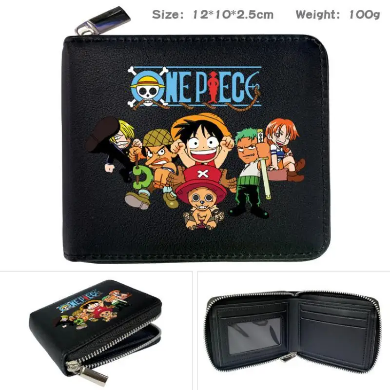 One Piece Anime Cartoon Wallet Men Pu Leather Luffy Kawaii Printing Card Holder Bag Student Large Capacity Coin Purse Men's Gift