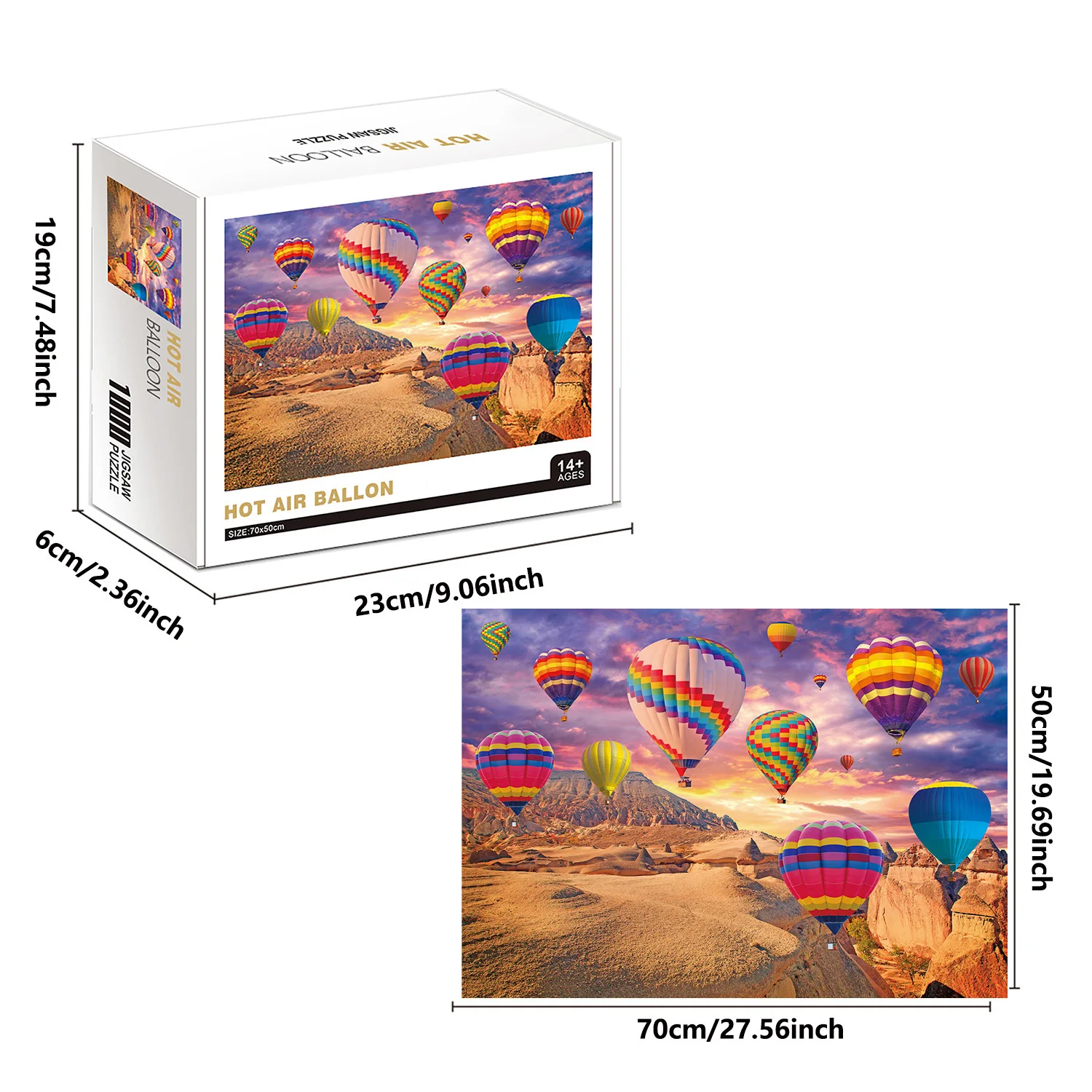 1000 Pieces Desert Hot Air Balloon Jigsaw Puzzles for Adults Home Decor Games Family Fun Floor Puzzles Educational Toys