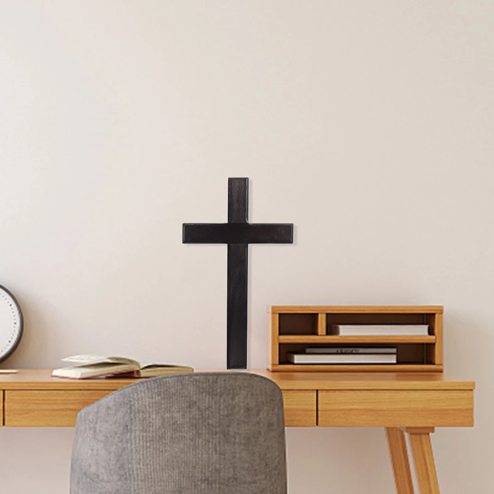 

2Pcs Black Wooden Cross Wall Hanging Christian Home Decor Jesus Crucifix Religious Spiritual Catholic Baptism Decoration