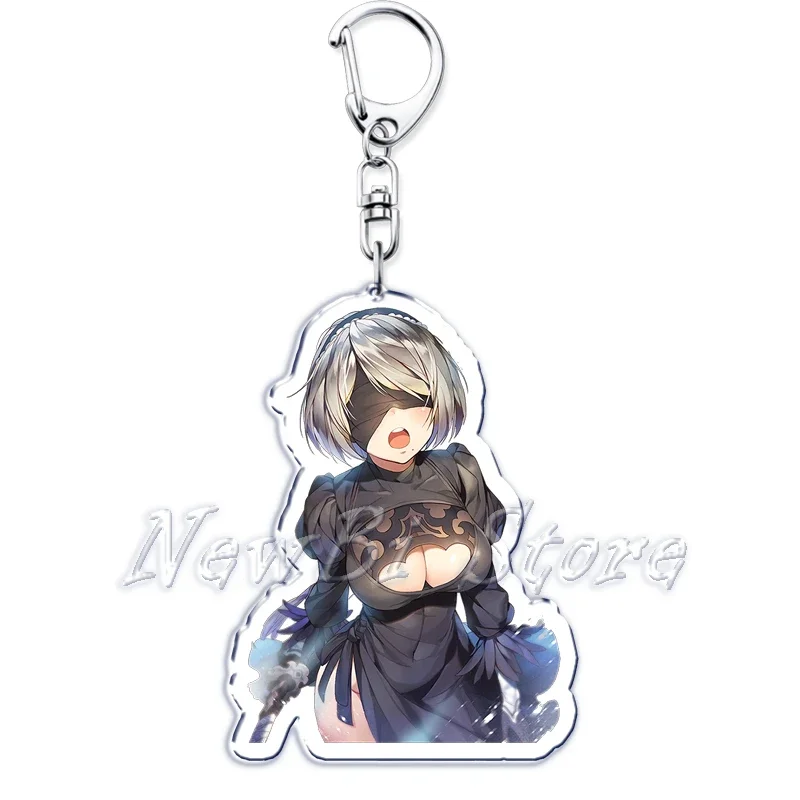 Popular Game Nier Waifu Girls Keychain for Women Accessories  Automata Yorha 2b A2 Car Pendant Keying Jewelry Friends Fans Gift