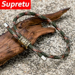 Vintage Vikings Compass Vegvisir Bracelet Men Charm Simple Milan Rope Survival Bangle Stainless Steel Couple Wristband Jewelry