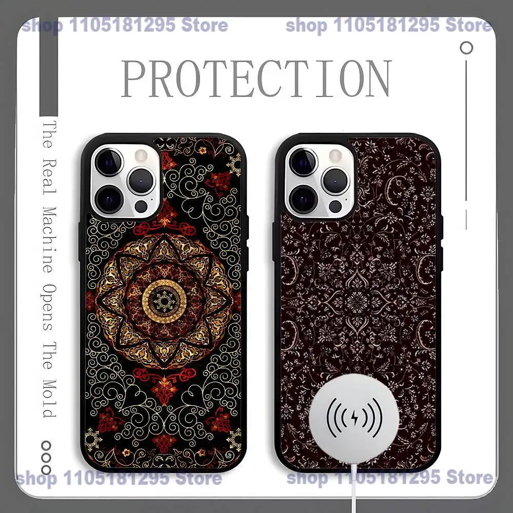 

Persian Carpet Floral Pattern Phone Case For iPhone 17,16,15,14,13,12,11,Pro,Max,Plus,Mini,SE4,E Magsafe Wireless Charging