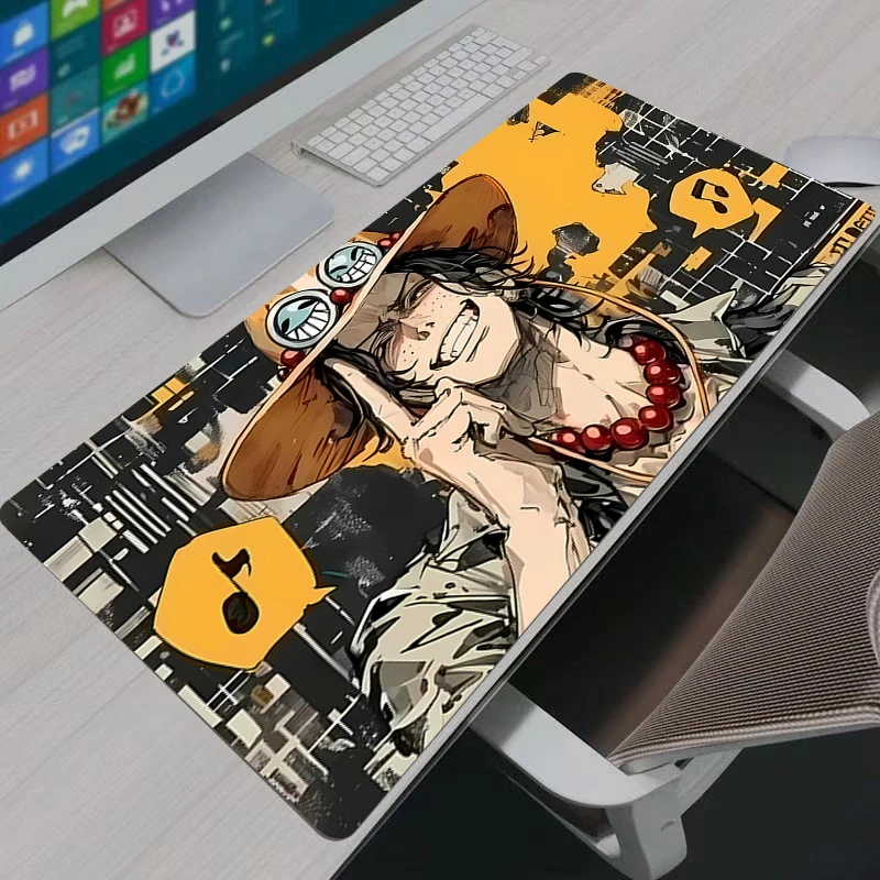 Mouse Pad de Couro One Piece Portgas·D· Ace para Jogadores, Tapete Antiderrapante para Teclado e Mesa de Computador, Mouse Pad para Jogos de PC, Presentes para Jovens