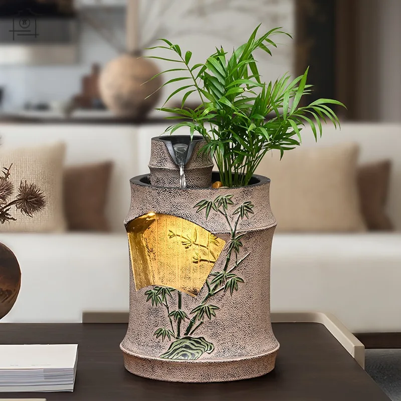 Flowing water fountain ornament circulating water tea room living room desktop lucky bonsai office bamboo rhyme