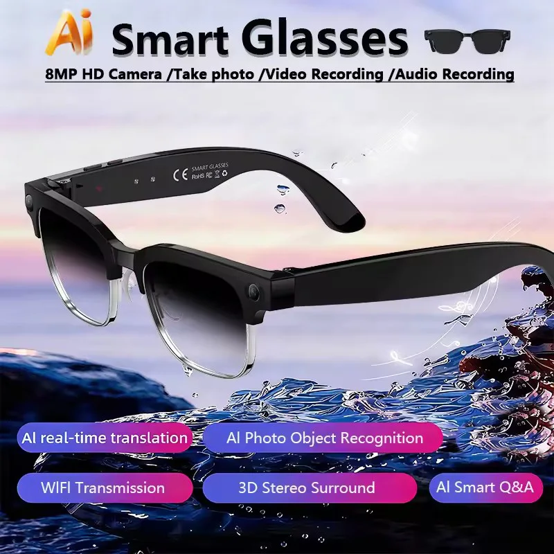 

2026New Ultra AI Smart Glasses With 800W Camera GPT Sunglasses WIFI Transmission Bluetooth Call Video Music Player For Men Women