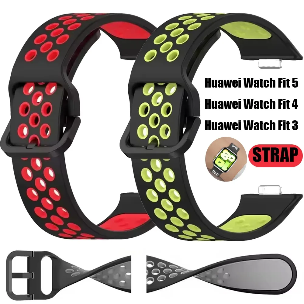 Zweifarbiges Sport-Silikonarmband für Huawei Watch Fit 5-5 Pro 4-4Pro Komfortables Uhrenarmband für Huawei Watch Fit 5 4 3 Zubehör