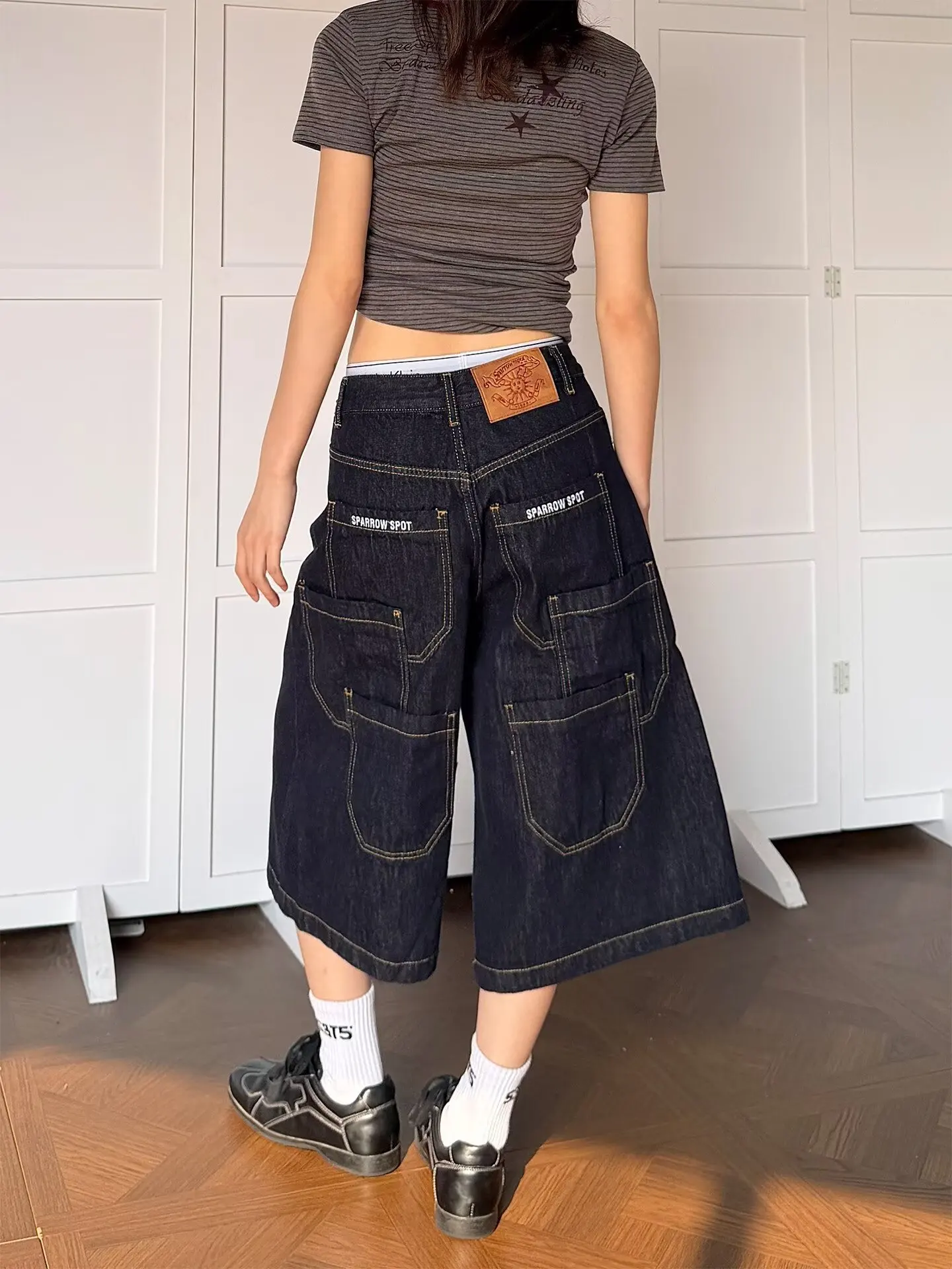 High Quality American Street Style Washed Multi-Pocket Seven-Foot Jeans Loose Couple Casual Straight Leg Wide Leg Pants for Men