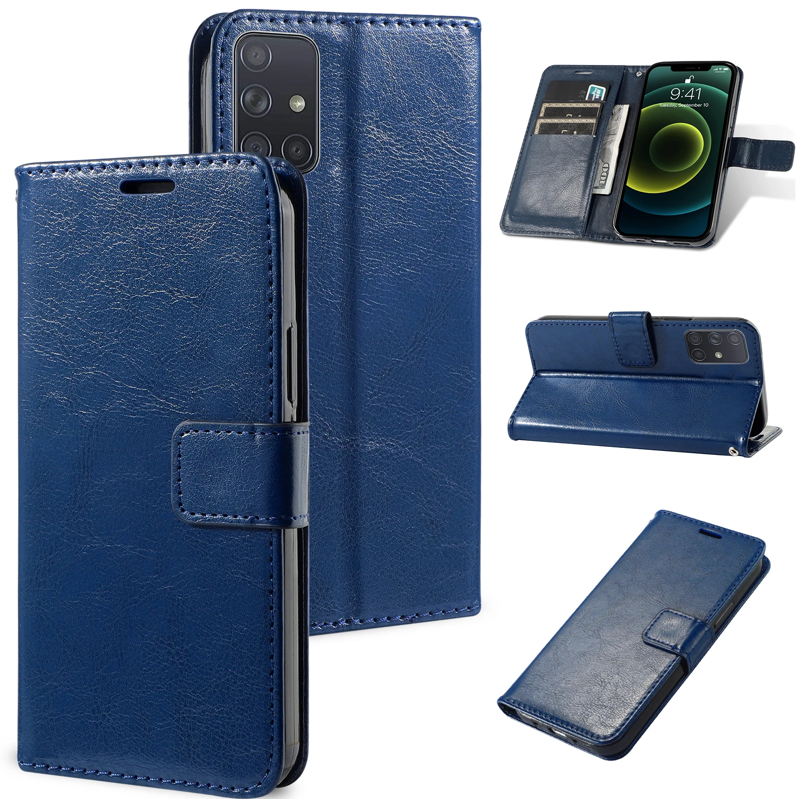 Wallet Flip Leather Phone Case For Samsung Galaxy A71 4G,For Samsung A51 4G A71 5G A51 5G Case Leather Magnetic Flip Cover Bag