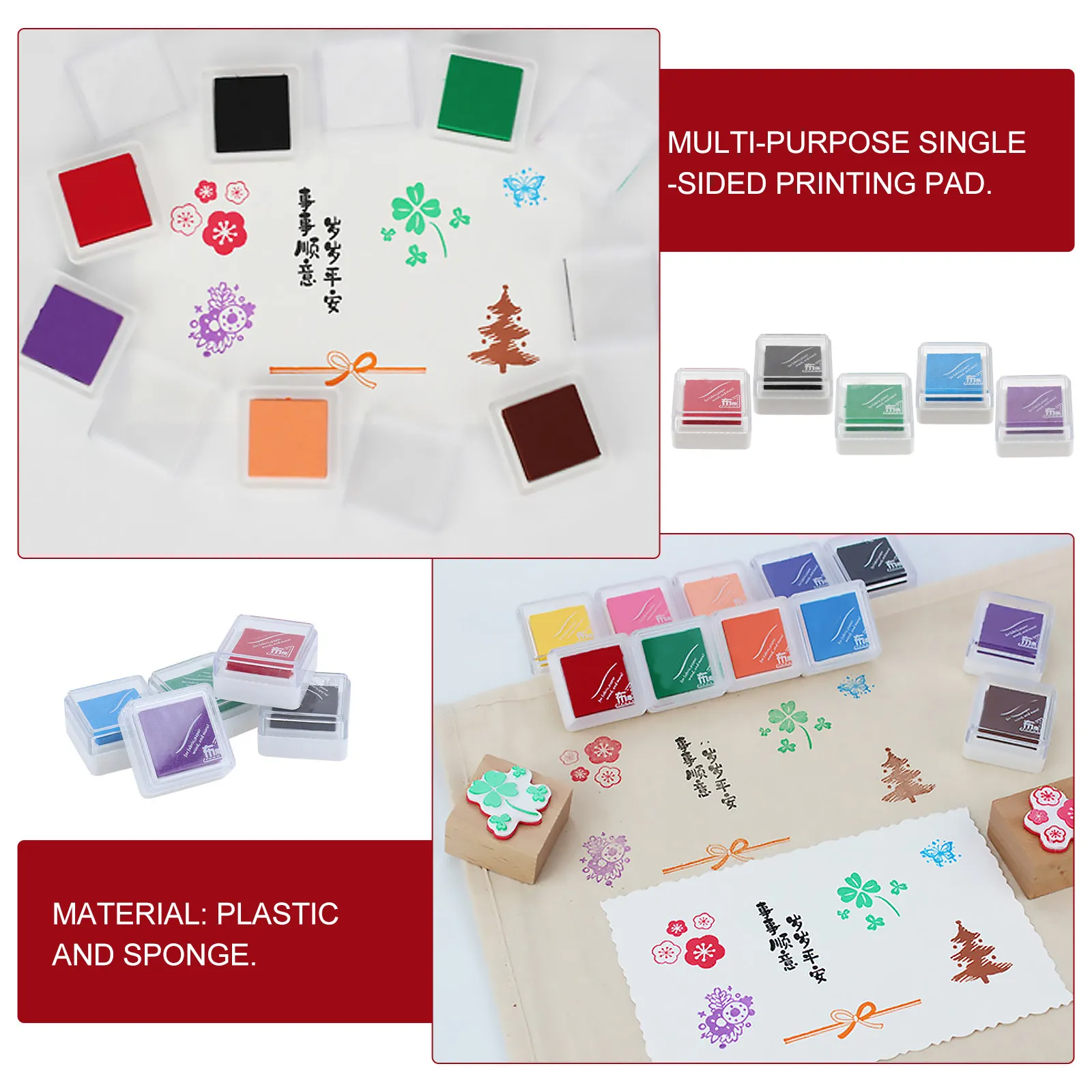 5Pcs Ink Pad Multi-Color DIY Finger Ink Stamp Set Fast Drying for Paper Wood Fabric Crafts DIY Crafts Making Supply view 4
