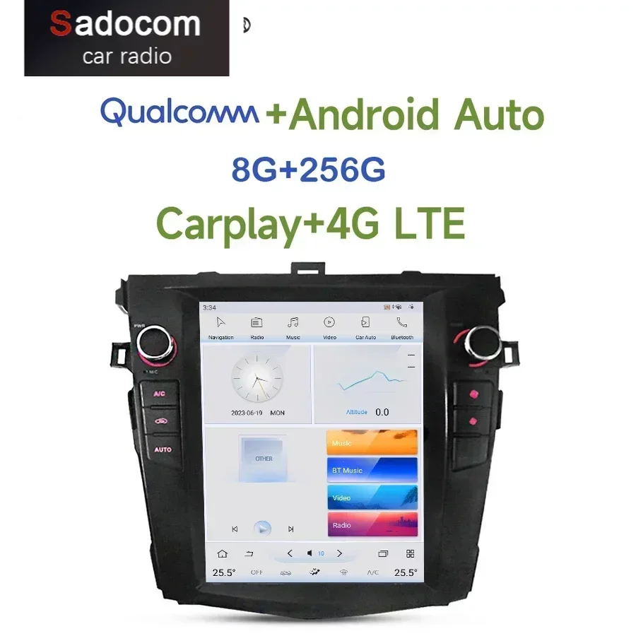 

Tesla Qualcomm Carplay 360 LTE автомобильный DVD-плеер Android 11,0 8G + 256G Wifi GPS карта Bluetooth RDS радио для Toyota Corolla 2008-2013