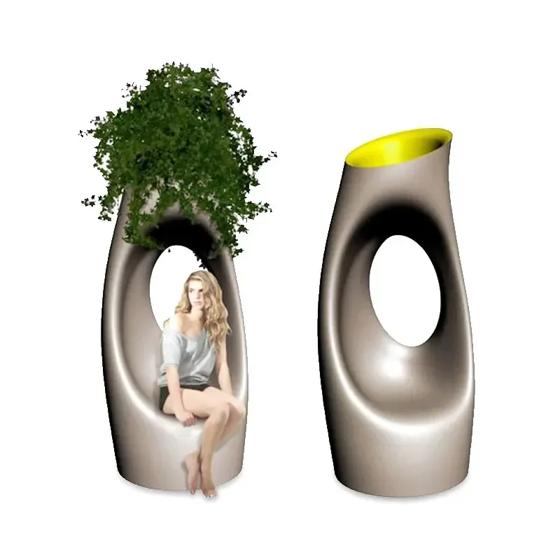 

Combination Flower Box round Tree Hole Flowerpot Shopping Mall Pot Large Vase Outdoor View