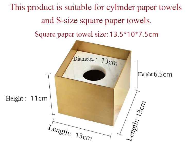 Caja de pañuelos de latón de mármol creativo nórdico, sala de estar, mesa de centro, caja de almacenamiento de toallas de papel de Hotel moderna, decoración del hogar, HD-0061