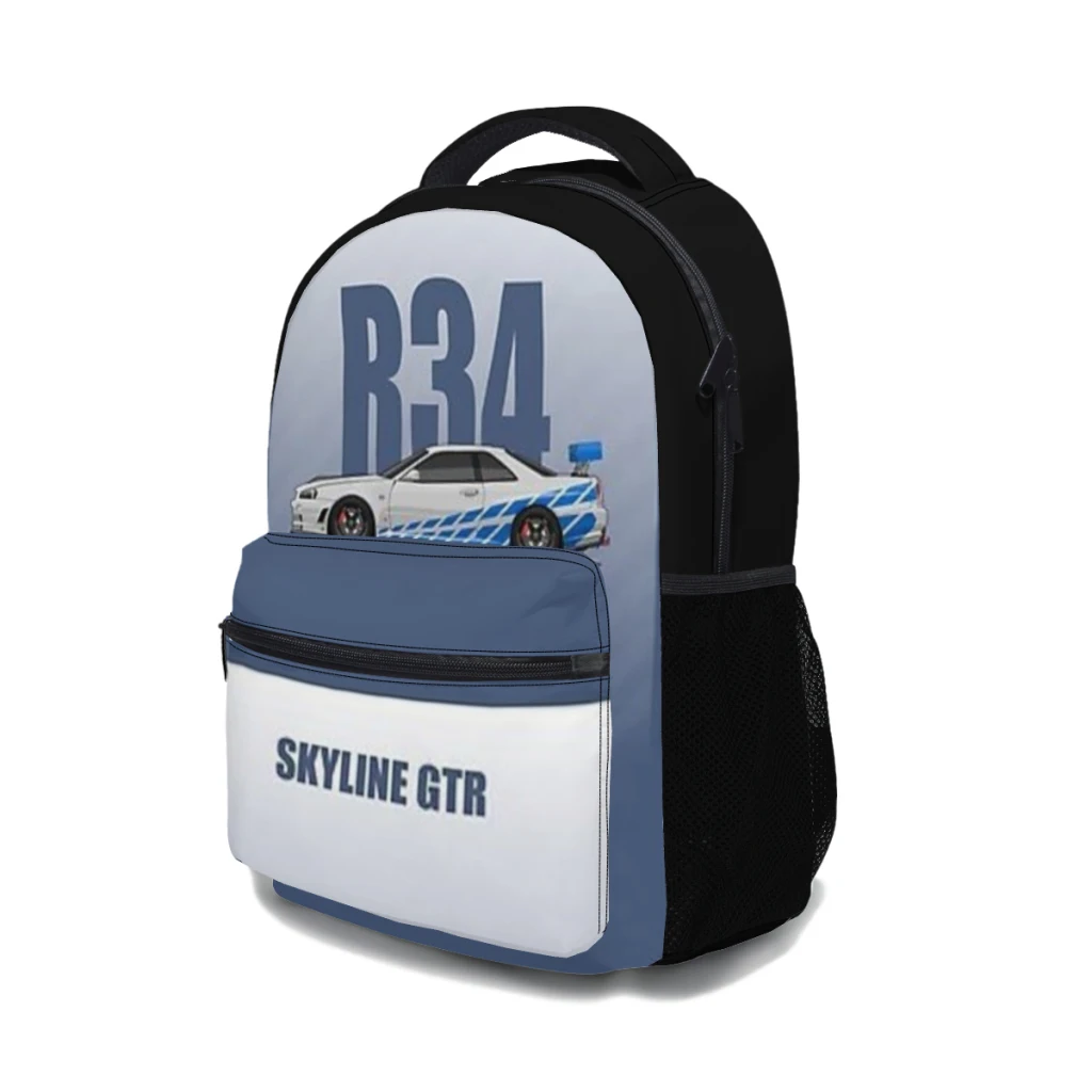 Bolsa de computador impermeável lavável, Skyline GTR R34 Mochila Versátil, Grande capacidade, Unisex