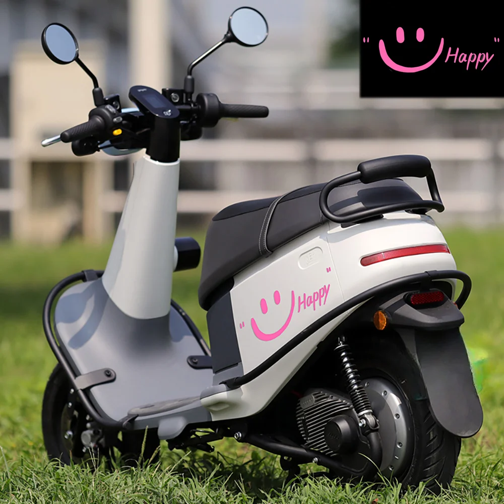 

Happy Smiling Face Motorcycle Stickers Front Cowl Fuel Tank Fender Helmet Vinyl Decals Scratch Covering Decoration Stickers