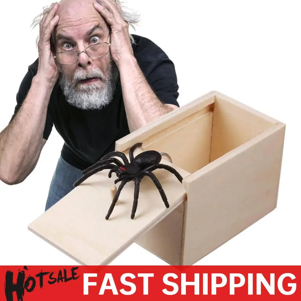 

Spider Surprise Box Funny Wooden Prank Spider Scare Box Harmless Trick Play Joke Gag Toy Halloween Holiday Scary Horror Toys