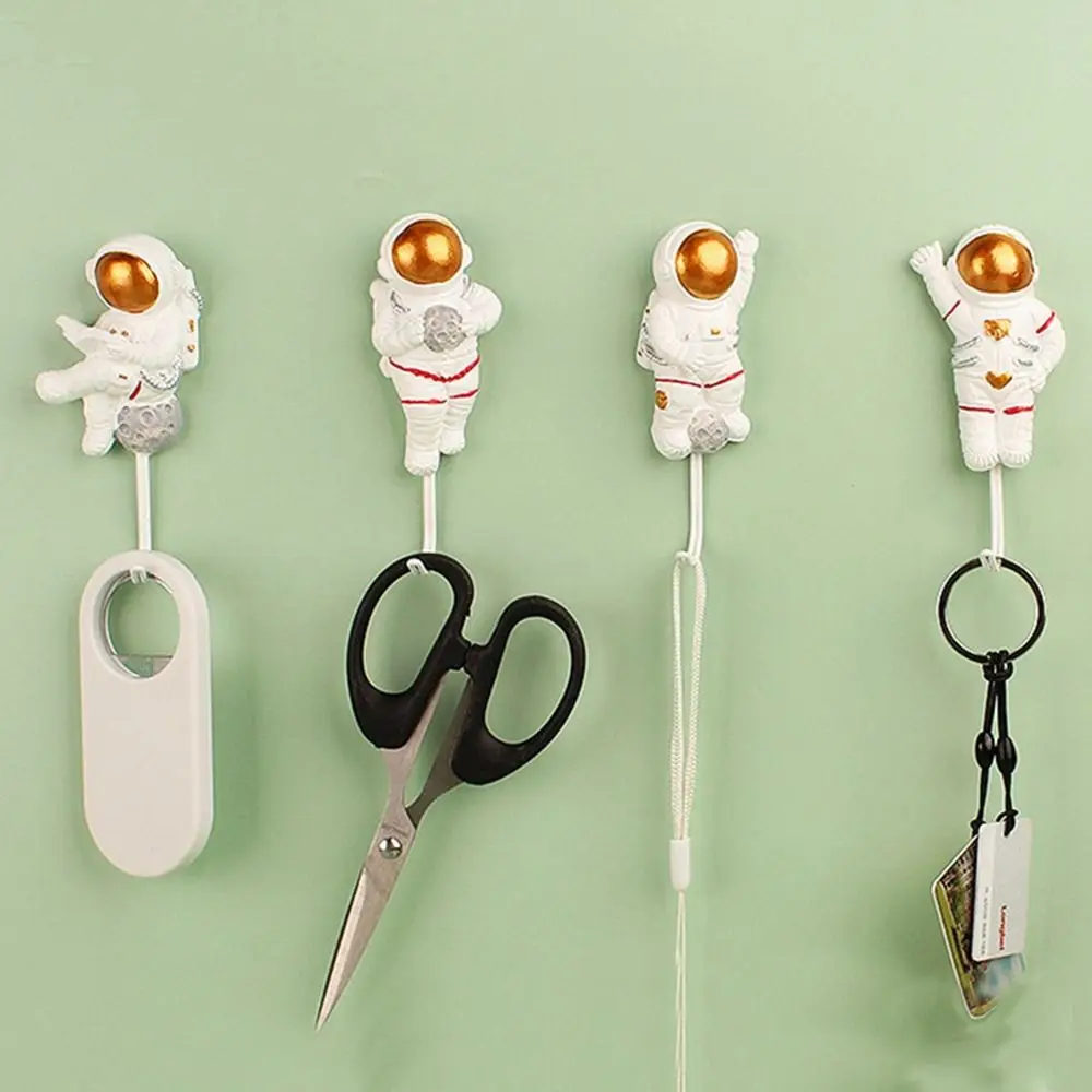 Resin Modern Astronaut Model Wall Hanger Strong Viscose No Punching Key Holder Wall Hook Astronaut Hook Bathroom Accessories