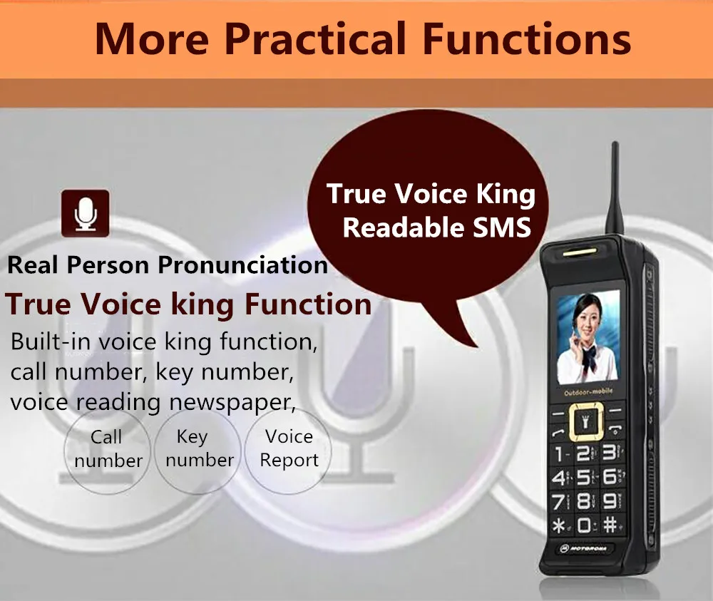 Long Standby C3 Retro Cellphone 2.2inches Dual SIM Card Mp3 Big Battery 6800mAh Bluetooth Unlocked Mobile Phone