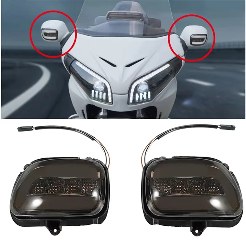 

B07A-Motorcycle Rear View Mirror Turn Signal Light Side Mirror LED Turn Signal Lights For Honda Goldwing Gl1800 F6B 2001-2017