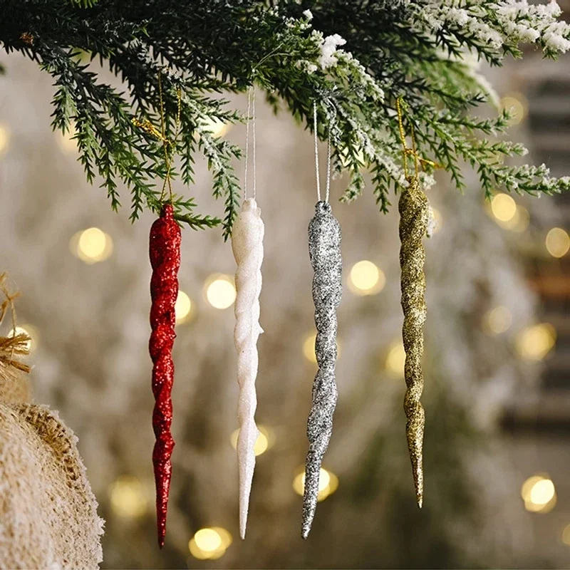 12 pcs 13cm Christmas Simulation Ice Xmas Tree Hanging Ornament Fake Icicle Winter Party Christmas New Year Decoration Supplies