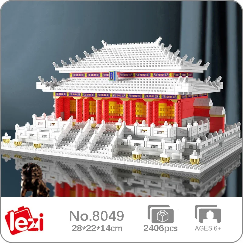 Lezi 8049 World Architecture Snow Hall Of Supreme Harmony Winter Palace Pavilion Mini Diamond Blocks Bricks Building Toy No Box