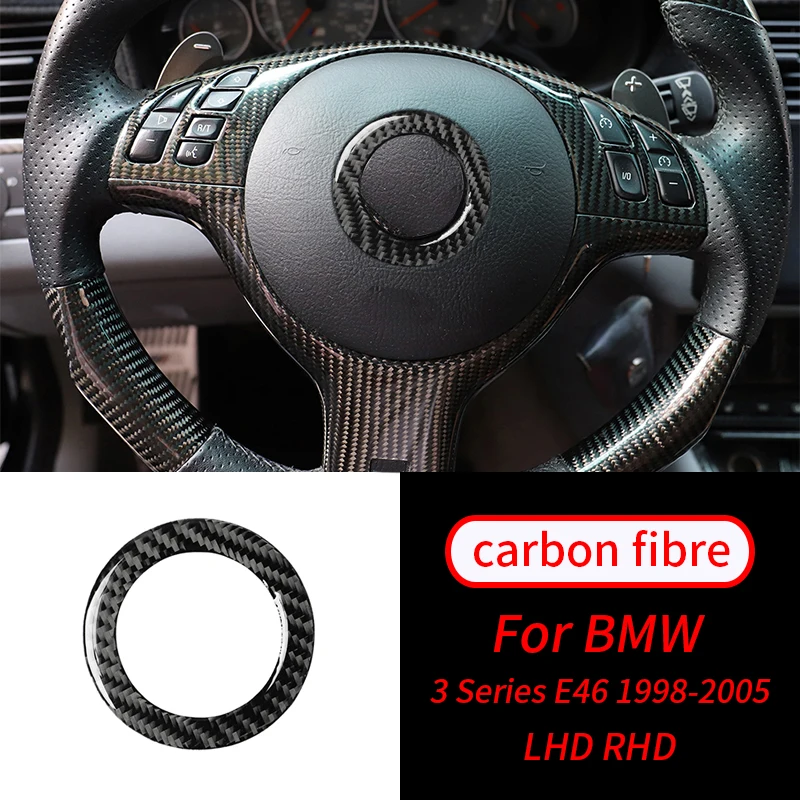 

For BMW 3Series E46 1998-2005 Real Carbon Fiber Car Steering Wheel Center Cover Stickers Car Interior Accessories