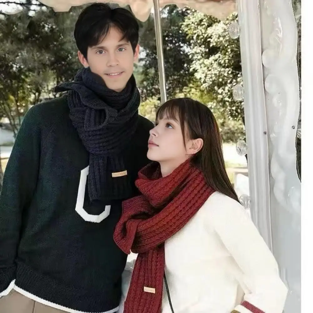 

Winter Scarf Solid Color Thickened Warm Knitting Scarf Men Women Long Neck Wrap Garment Clothing Accessories Neckwear 니트 스카프