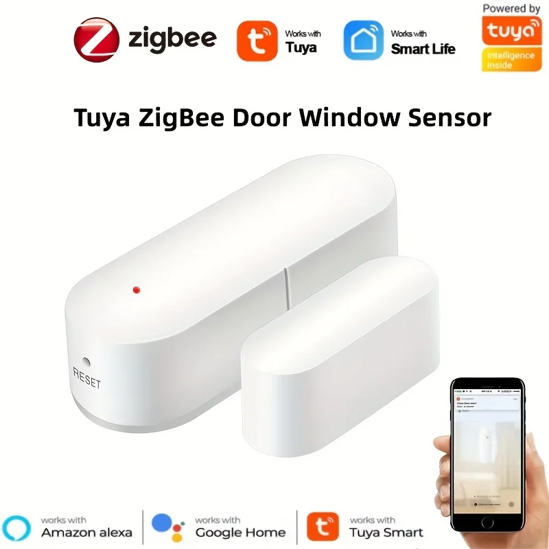 

Датчик двери Tuya ZIgbee, умный беспроводной датчик окон с функцией автоматизации дома, работает с Alexa