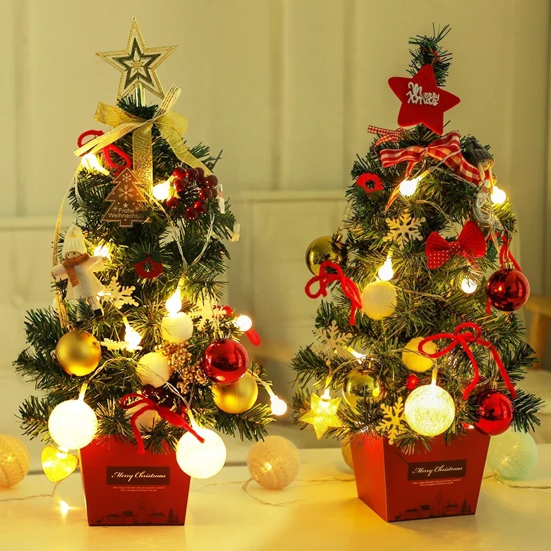 

50cm wood base Indoor home decor Decoration christmas trees Mini LED lights Christmas Tree