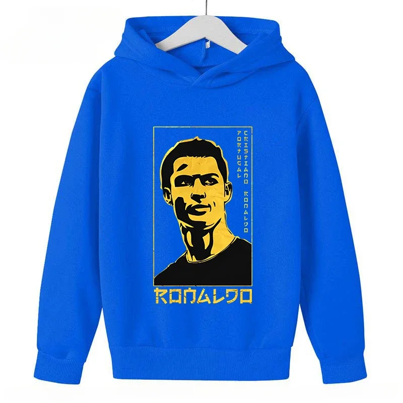 2024 abbigliamento per bambini primavera autunno felpa con cappuccio per bambini Plus Top blu per ragazzi e ragazze Ronaldo Avatar stampato vestiti