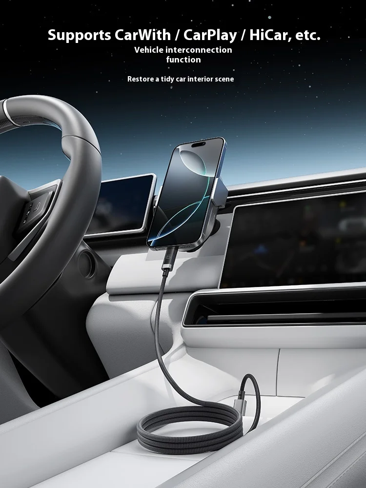 Плетеный кабель питания CUKTECH No 6, цифровой дисплей, двойной OLED-экран типа C, быстрая зарядка, автомобильный кабель для передачи данных для Iphone, аксессуар Xiaomi