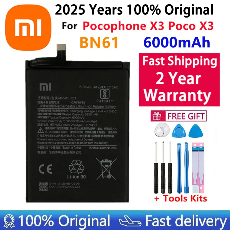 Original BN57 BN61 Battery For Xiaomi Pocophone POCO Redmi Note M2 F3 X3 mi 3 M3 K40 X4 X5 5 6 7 8 8T 9 9S 10 10S 10X 11T 12 Pro image 3