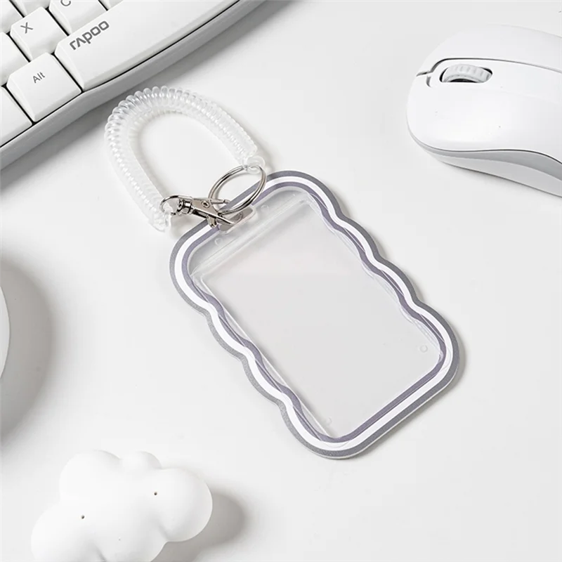

4PCS Wave Transparent Card Holder With Lanyard For Bus Card Protection Cover, Meal Card Cover, Student ID Cover