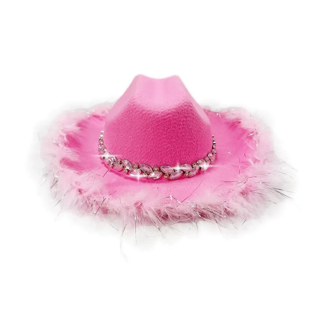Chapeau de fête d'anniversaire Cowgirl chapeau de Cowboy pour enfants chapeau de diamants brillants scintillant pour la fête d'anniversaire de Performance de Cosplay