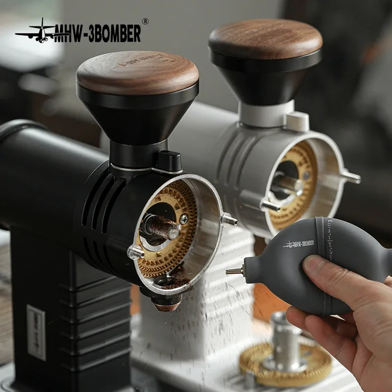 MHW-3BOMBER Adjustable Electric Coffee Grinder 78mm Blades with Espresso Sifter Dosing Cup & Brush Set Coffee Bean Hopper