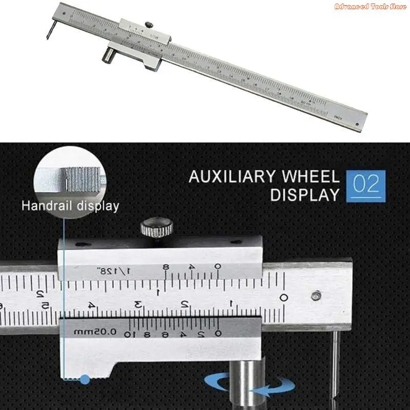 Vernier Caliper with Scale 0-200mm Scriber Needle Parallel Marking Gauging Ruler Woodworking Measuring Instrument Tool W91B