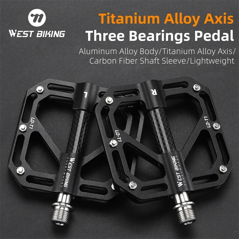 

WEST BIKING Titanium Alloy Bicycle Pedal 3 Bearings Bike Pedal Carbon Fiber Ultralight Mountain Road Bike Pedal Bike Accessories