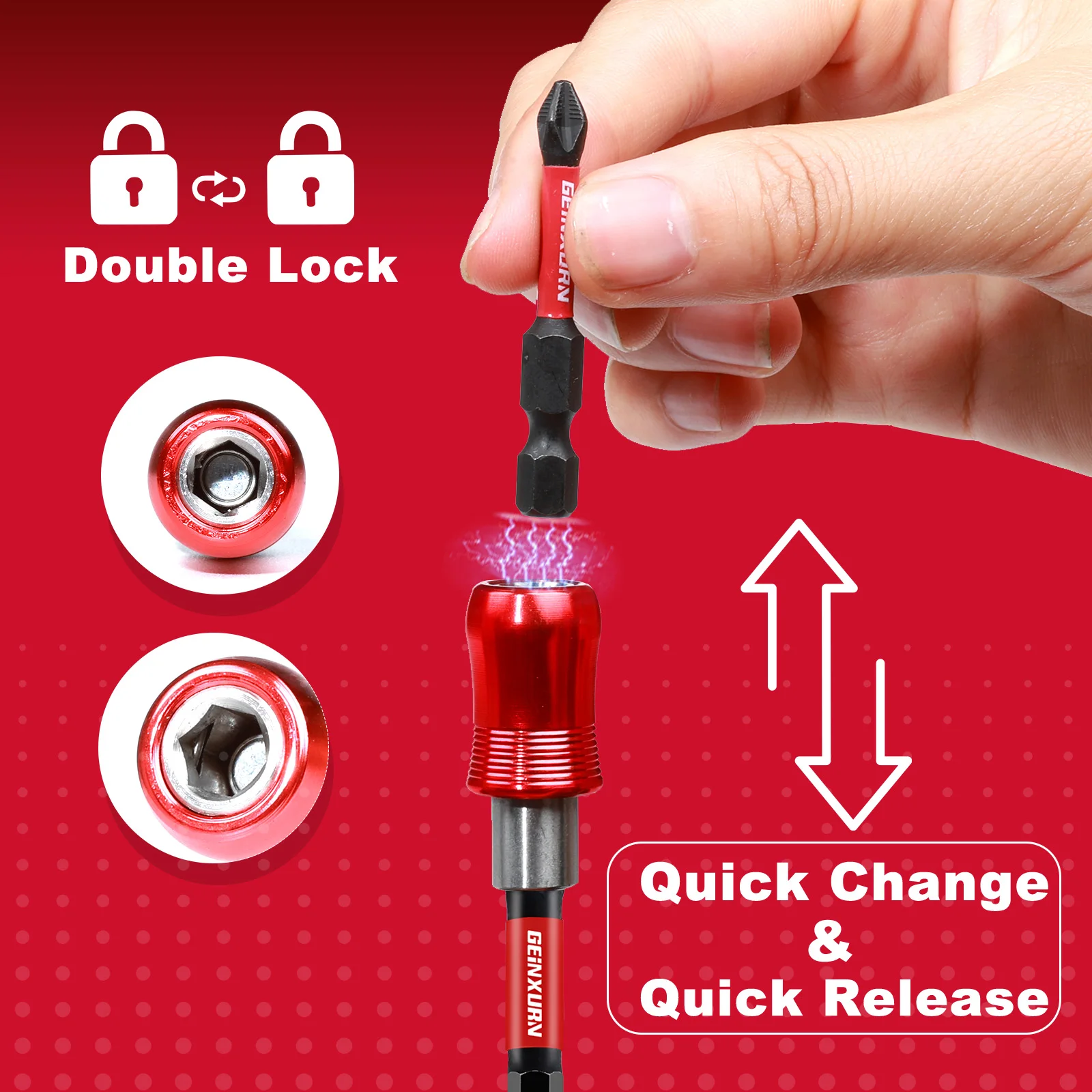 Geinxurn 2.5 Inches Impact Screwdriver Bit Holders, Magnetic Extension Quick-Change Socket Drill Bit Holder with Screwdriver Bit