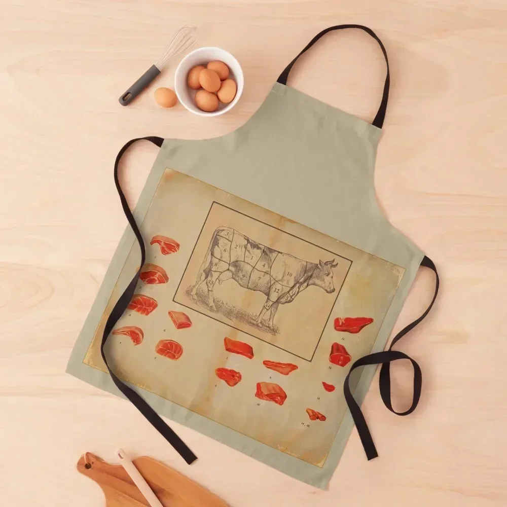 

vintage butcher shop ad Apron Kitchen For Men Children'S Costume Waiter restaurant accessories Apron