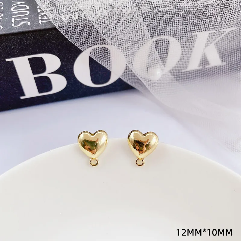 10pcs Heart Shape Earrings Connectors Handmade Gold Color Stud Earring Settings Earrings Base for Diy Jewelry Making Accessories