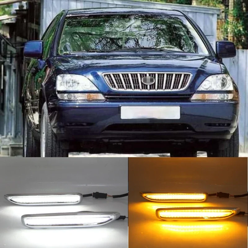 

DRL Lamp Running Light LED Daytime Running Light Daylight Waterproof Chromed Strip For Lexus RX300 RX330 RX350 1998-2000