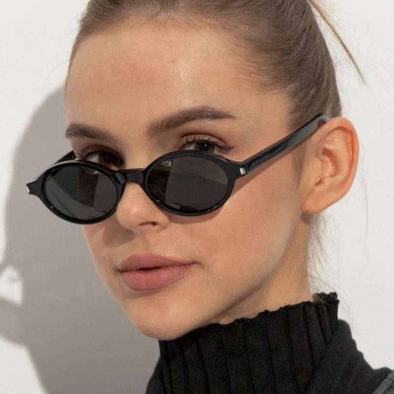 Retro Ovale Sonnenbrille für Damen Kleiner Rahmen Modische Personalisierte Sonnenbrille Trendige Luxus-Katzenaugen-Sonnenbrille UV400-Schutz