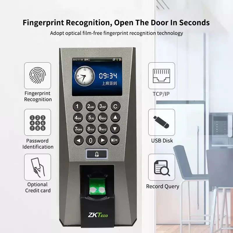Zk Teco F18 Biological Fingerprint RFID Access Control Attendance Equipment System Fingerprint Machine Access Check in Equipment