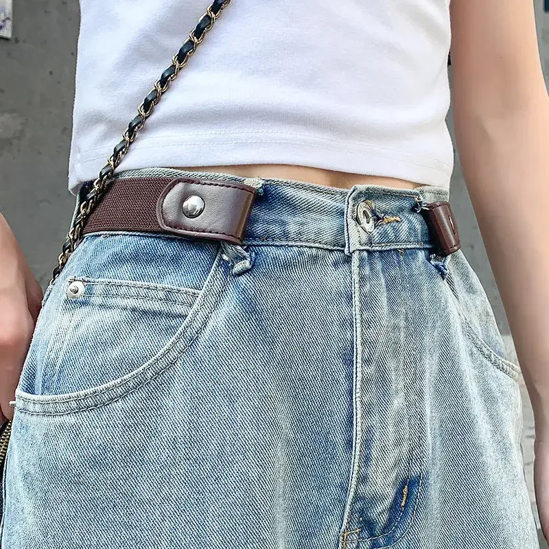 Buckle-Free Belt for Women Men Fashion No Buckle Stretch Elastic Waist Belts for Jean Pants Dress No Bulge No Hassle Waist Strap