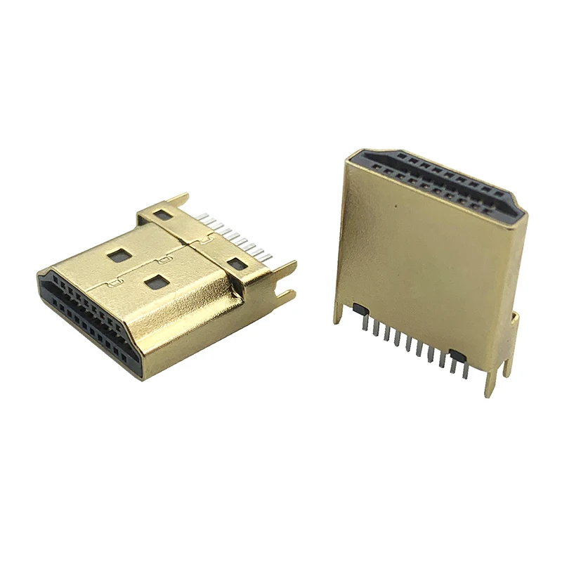 20pcs HDMI male connector PCB panel type Interface 19 Pins 1.6MM HDMI-compatible Connector Spacing for HD Equipment Socket
