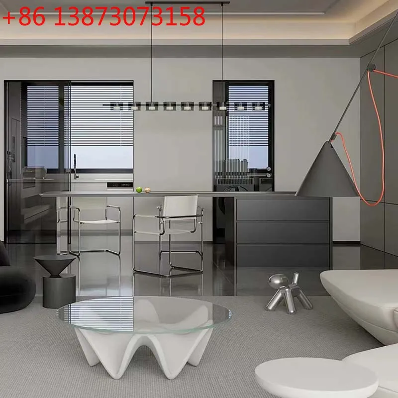 Modern simple round fiberglass special-shaped coffee table creative glass coffee table