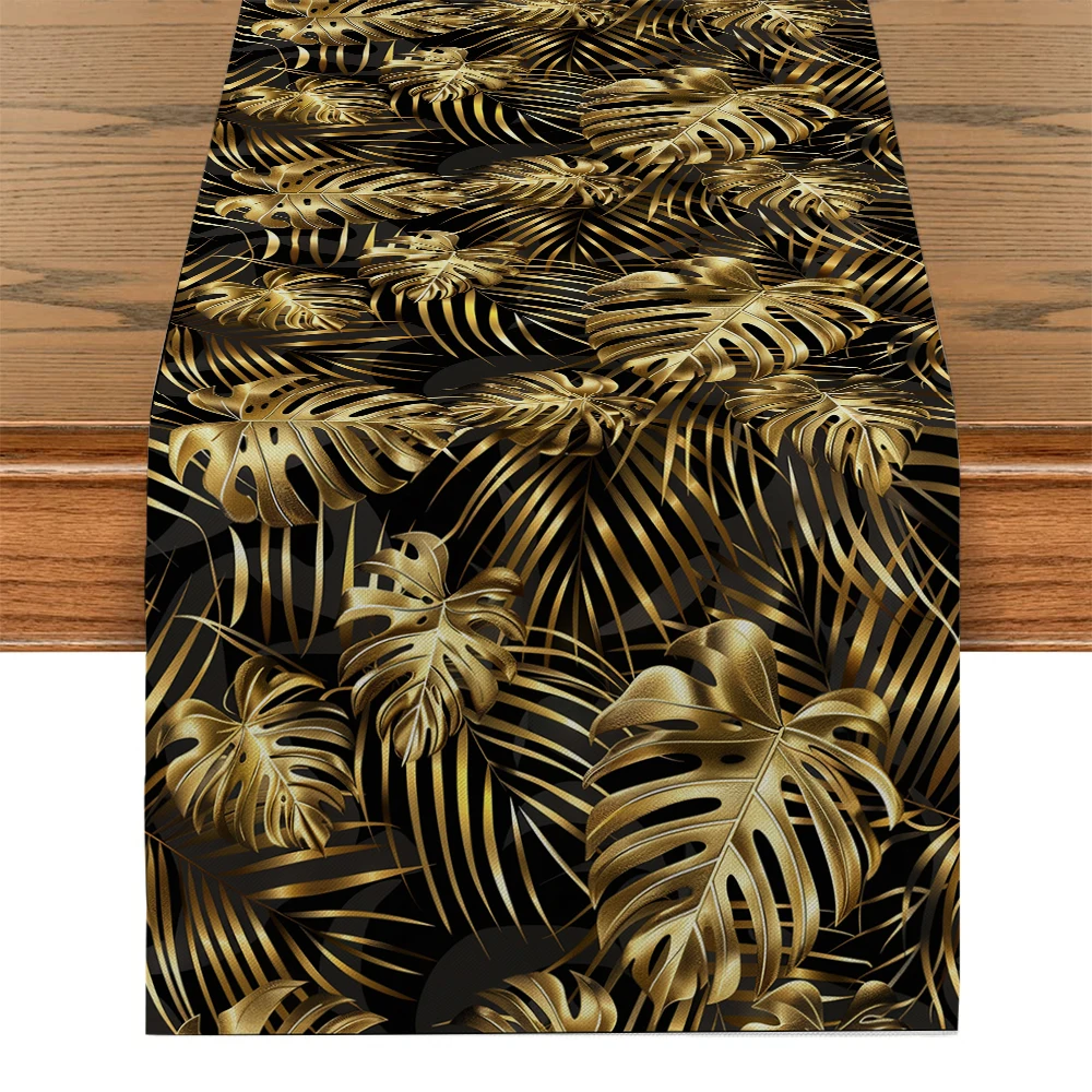 Summer Banana Leaf Turtle Back Bamboo Table Runners Washable Dresser Dining Coffee Table Runner Wedding Holiday Party Decor