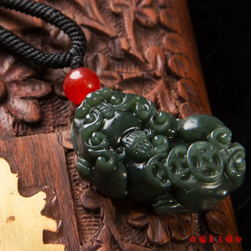 Hetian Gray with Money Pi Xiu Men's and Women's Yuan Tag Jade Pendant