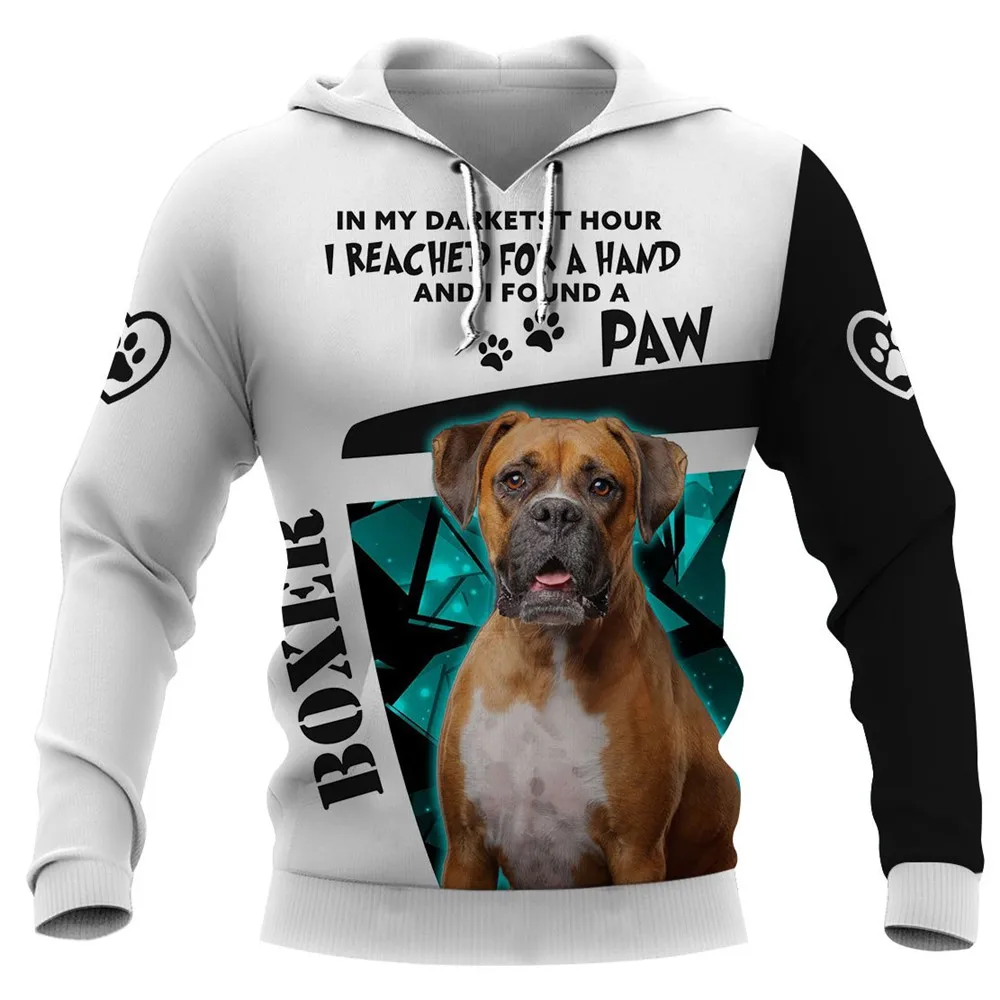 

HX Boxer Hoodies 3D Graphic Hand and Paw Diamond Stitching Sweatshirts All Printed Men Hoodie Casual Harajuku Sportswear